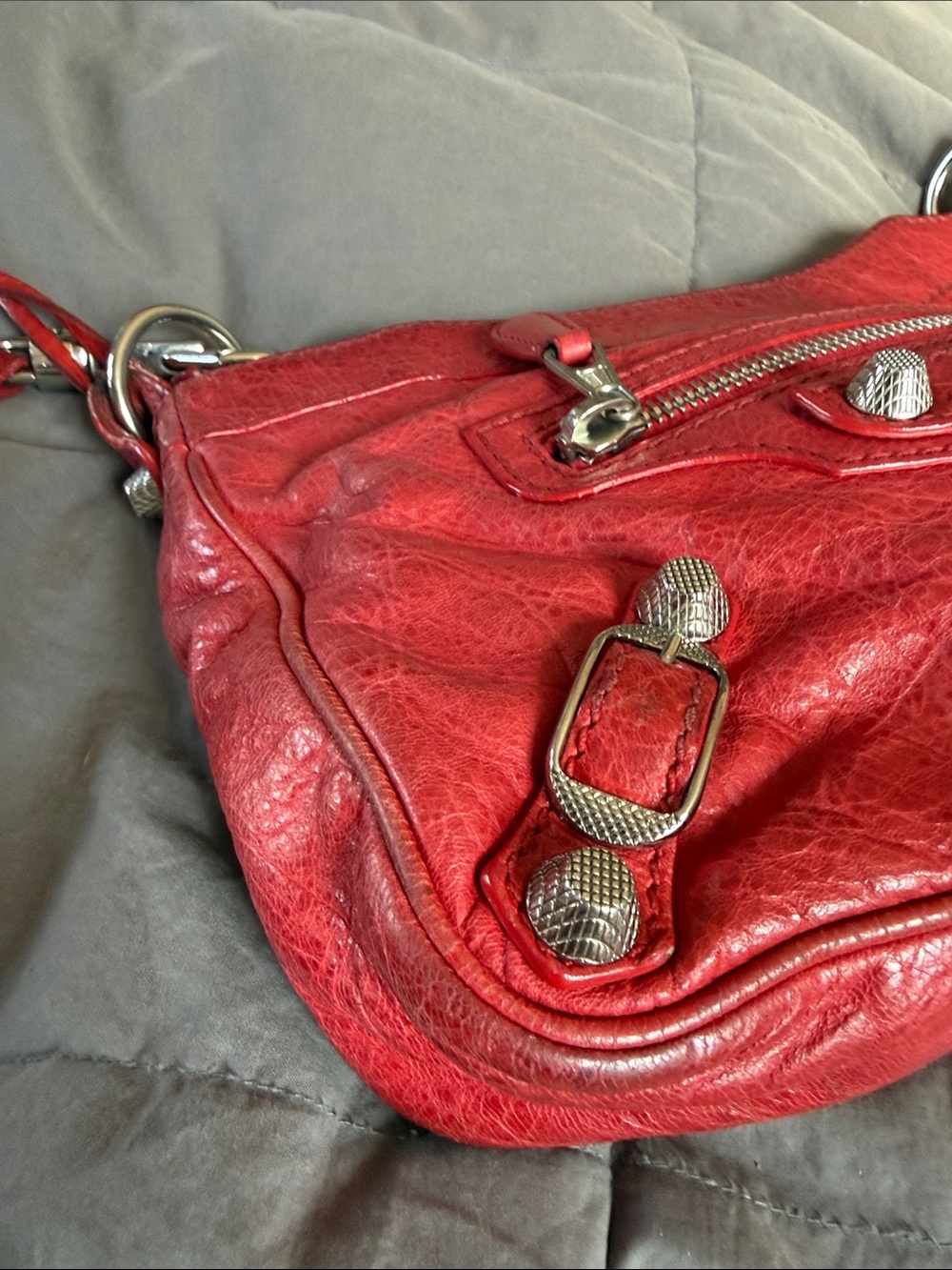 Balenciaga Red Leather Shoulder Bag - Picture 7 of 10